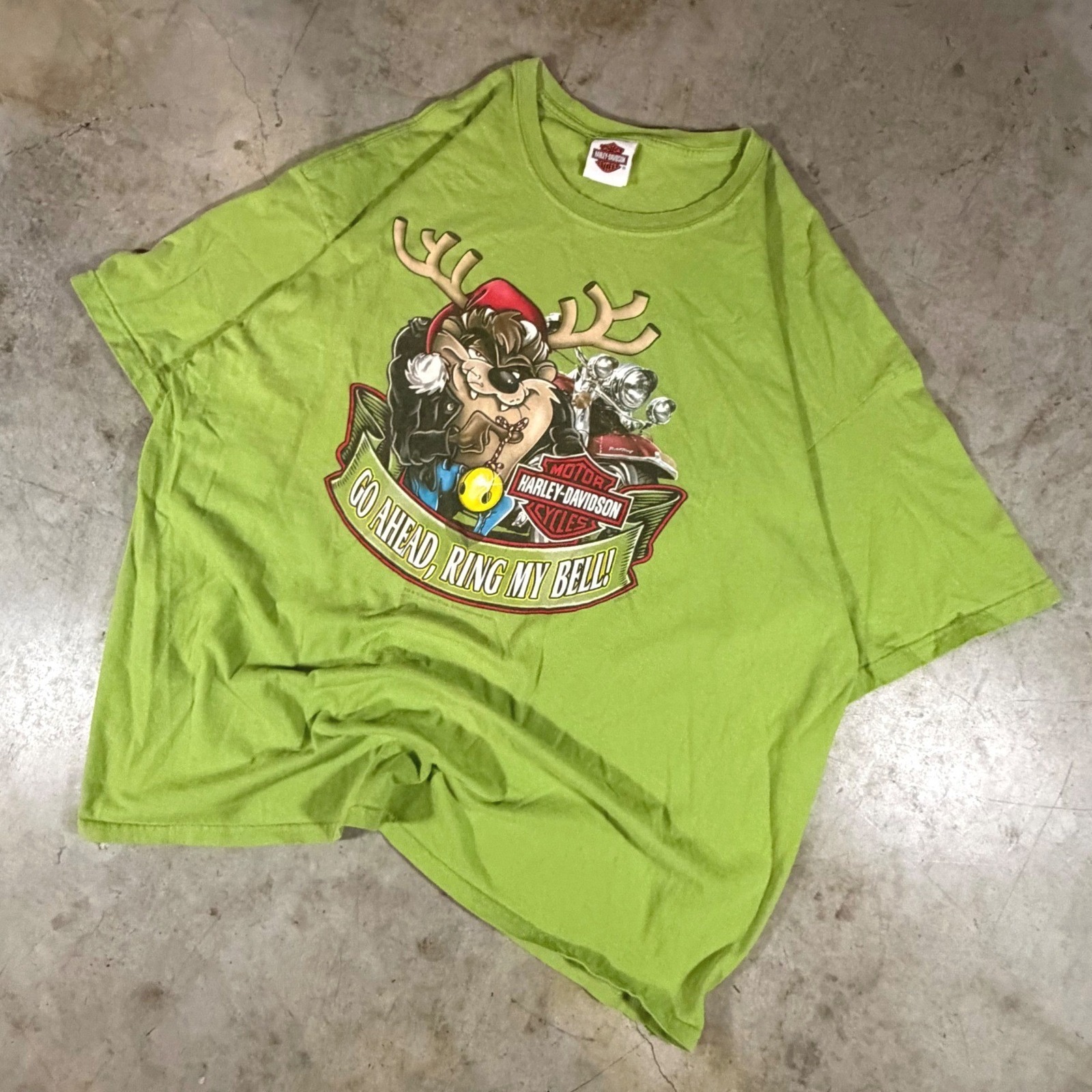 Harley-Davidson Bossier City La Taz Motorcycle Reindeer T-Shirt Green 3xl 2012
